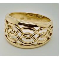 9 Carat Yellow Gold Wide Open Plaited Celtic Ring AUS Size Q