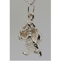 Sterling Silver Santa Claus Carrying Gifts Charm/Pendant