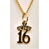 9 Carat Yellow Gold Sweet 16 Charm/Pendant