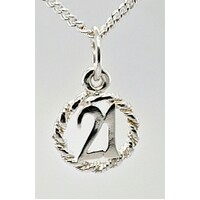 Sterling Silver 21 in a Circle Charm/Pendant
