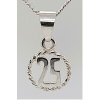 Sterling Silver 25 in a Circle Pendant with Bale