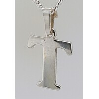 Fine Silver Initial T Pendant or Charm