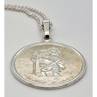 Fine Silver St Christopher Medallion Pendant/Charm