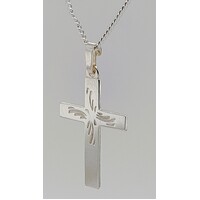 Fine Silver Engraved Cross Pendant