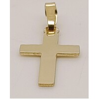 9 Carat Yellow Gold Flat Plain Cross Pendant