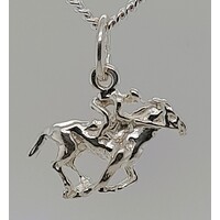 Sterling Silver Race Horse & Jockey Charm/Pendant
