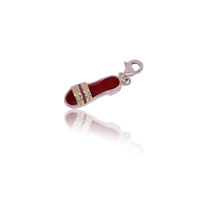 Sterling Silver Red Enamel Slipper Charm with Parrot Clasp