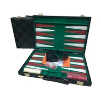 Backgammon Set in 45.5cm (18") Green Checkered Vinyl Case