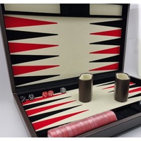 Backgammon Set in 45.5cm (18") PU Brown Leather Case