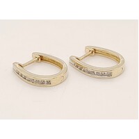 9 Carat Yellow Gold Channel Set Diamond Huggies