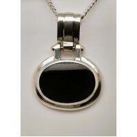 Sterling Silver Hinged Onyx Pendant - CLEARANCE