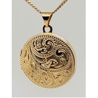 9 Carat Yellow Gold 20mm Round Engraved Locket
