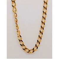 9 Carat Yellow Gold Long Diamond Cut Curb Link 50cm Chain