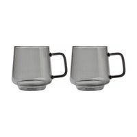 Blend Set of 2 Sala 400ml Charcoal Glass Mugs