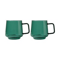 Blend Set of 2 Sala 400ml Forest Green Glass Mugs