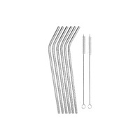 Cocktail & Co. Set of 6 Reusable Stainless Steel Straws with Cleaning Brushes