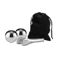 Cocktail & Co. Set of 2 Reusable Stainless Steel Ice Balls with Tongs