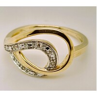 9 Carat Yellow Gold and Diamond Ring with a Double Loop AUS Size N