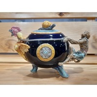 Minton Reproduction Cockerel & Monkey Majolica Teapot Number 208