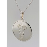 Fine Silver 22mm Medical Disc Pendant - CLEARANCE