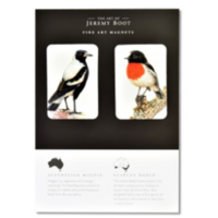 Australian Magpie & Robin Fine Art Magnet Pair