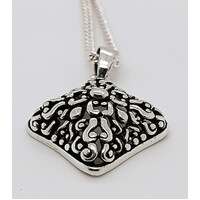 Oxidised Sterling Silver Diamond Shaped Filigree Pendant - CLEARANCE