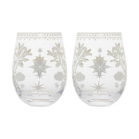 Maxwell & Williams Set of 2 White Christmas 550ml Silver Stemless Wine Glasses