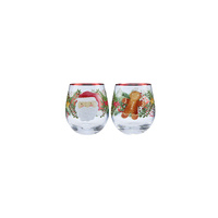Maxwell & Williams Set of 2 Tis The Season 550ml Stemless Glasses