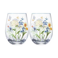 Maxwell & Williams Set of 2 Fluttering Meadow 550ml Stemless Glasses