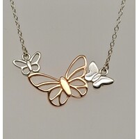 Sterling Silver Rose Gold Plated Butterfly Pendant