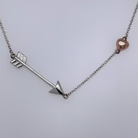 Sterling Silver with Rose Gold Plate Arrow with Heart Necklace