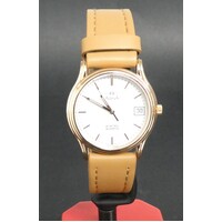 Unisex 'Everyday' 30 Metres Water Resistant Rose Gold Plated Case with White Dial Rose Gold Indices Leather Band Dress Watch - NK39 R1XS