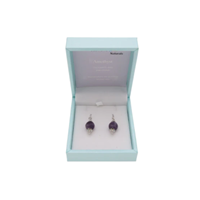 Crystal Carvings Naturals Amethyst Drop Earrings 10mm Bead on Rhodium Plated Silver Hooks