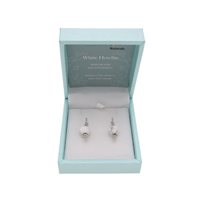 Crystal Carvings Naturals White Howlite Drop Earrings 10mm Bead on Rhodium Plated Silver Hooks
