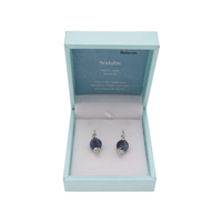 Crystal Carvings Naturals Sodalite Drop Earrings 10mm Bead on Rhodium Plated Silver Hooks