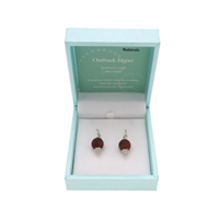 Crystal Carvings Naturals Outback Jasper Drop Earrings 10mm Bead on Rhodium Plated Silver Hooks