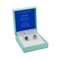 Crystal Carvings Naturals Chrysocolla Drop Earrings 10mm Bead on Rhodium Plated Silver Hooks
