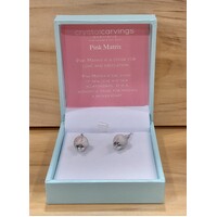 Crystal Carvings Naturals Matte Pink Matrix Drop Earrings 10mm Bead on Rhodium Plated Silver Hooks