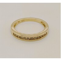 9 Carat Yellow Gold Diamond Channel Set Ring AUS Size M