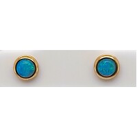 9 Carat Yellow Gold Solid Opal 4mm Bezel Set Stud Earrings