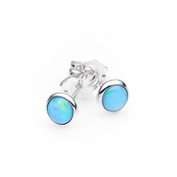 Ikecho Australia Solid Opal 4mm Bezel Set Sterling Silver Stud Earrings