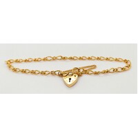 9 Carat Yellow Gold Figaro 1+1 Padlock Bracelet