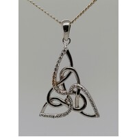 Sterling Silver Cubic Zirconia Set Triquetra Pendant - CLEARANCE