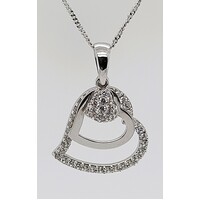 Sterling Silver Cubic Zirconia Set Heart Pendant