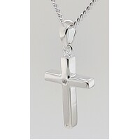 Sterling Silver Diamond Set Plain Cross Pendant