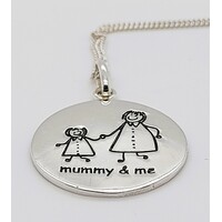 Sterling Silver Inscribed 'Mummy and Me' Disc Pendant - CLEARANCE