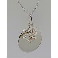 Sterling Silver Disc with Dove Pendant