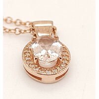 9 Carat Rose Gold Morganite and Diamond Set Pendant 