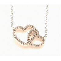 Sterling Silver Love Heart Pendant with Cubic Zirconia