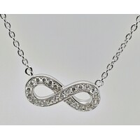 Sterling Silver Cubic Zirconia Infinity Symbol 45cm Long Necklace